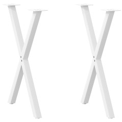 vidaXL Gambe Tavolo Pranzo Forma X 2pz Bianco 50x(72-73)cm Acciaio