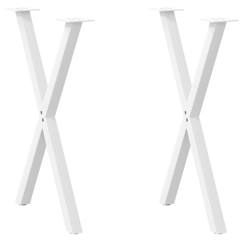 vidaXL Gambe Tavolo Pranzo Forma X 2pz Bianco 50x(72-73)cm Acciaio
