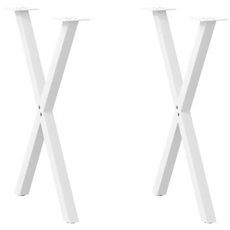vidaXL Gambe Tavolo Pranzo Forma X 2pz Bianco 50x(72-73)cm Acciaio