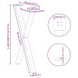 vidaXL Gambe Tavolo Pranzo Forma X 2pz Bianco 50x(72-73)cm Acciaio