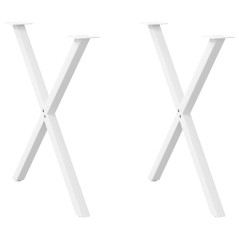 vidaXL Gambe Tavolo Pranzo a Forma X 2 pz Bianco 80x(72-73) cm Acciaio
