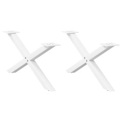 vidaXL Gambe Tavolino da Caffè a X 2 pz Bianco 70x(30-31)cm in Acciaio
