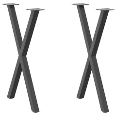 vidaXL Gambe Tavolo Pranzo a X 2 pz Antracite 57x(72-73) cm Acciaio