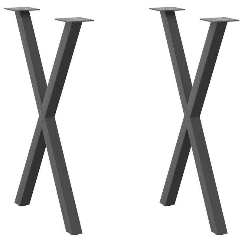 vidaXL Gambe Tavolo Pranzo a X 2 pz Antracite 57x(72-73) cm Acciaio