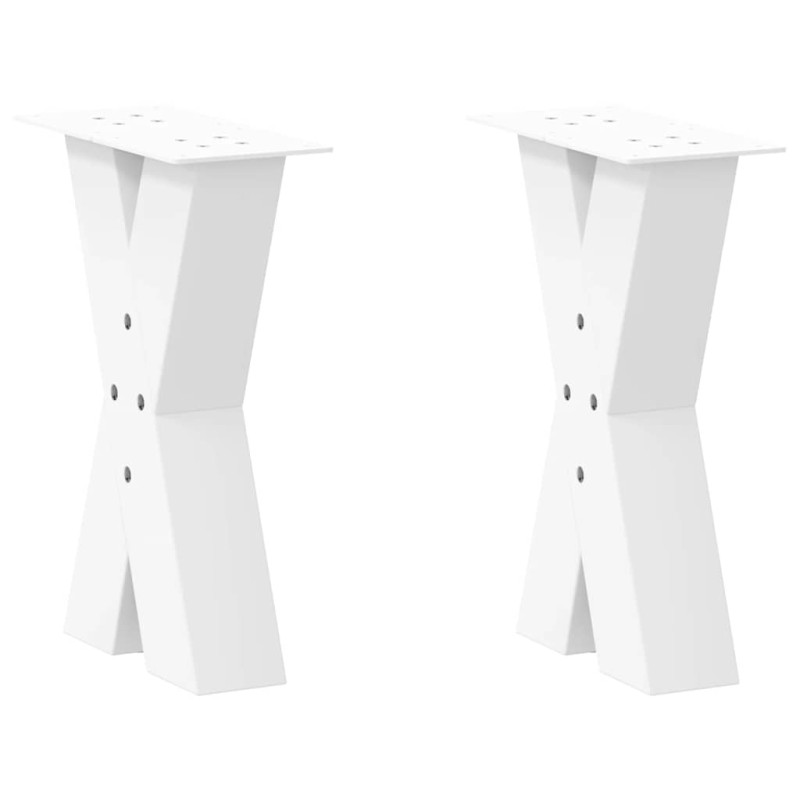 vidaXL Gambe Tavolino Caffè a X 2 pz Bianco 28x(42-43) cm Acciaio vidaXL Gambe Tavolino Caffè a X 2 pz Bianco 28x(42-43) cm Acciaio