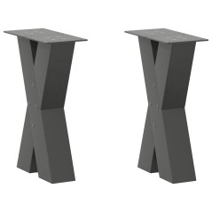 vidaXL Gambe Tavolino Caffè a X 2 pz Antracite 38x(42-43) cm Acciaio