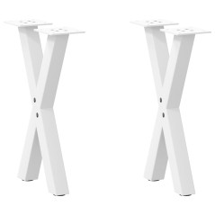 vidaXL Gambe Tavolino Caffè a X 2 pz Bianco 38x(42-43) cm Acciaio