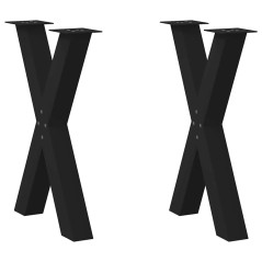 vidaXL Gambe Tavolo Pranzo a Forma X 2 pz Nero 50x(72-73) cm Acciaio