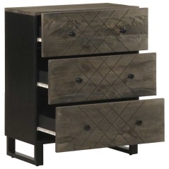 vidaXL Credenza Nera 60x33x75 cm in Legno Massello di Mango