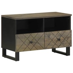 vidaXL Mobile Porta TV Nero 70x33x46 cm in Legno Massello di Mango