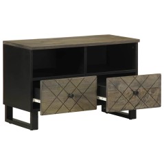 vidaXL Mobile Porta TV Nero 70x33x46 cm in Legno Massello di Mango