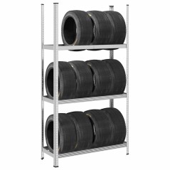 vidaXL Ripiano per Pneumatici a 3 Strati Argento 110x40x200 cm Acciaio