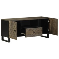 vidaXL Mobile Porta TV Nero 105x33x46 cm in Legno Massello di Mango