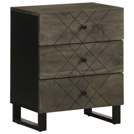 vidaXL Comodino Nero 50x33x62 cm in Legno Massello di Mango