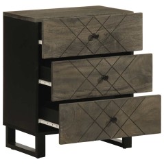 vidaXL Comodino Nero 50x33x62 cm in Legno Massello di Mango
