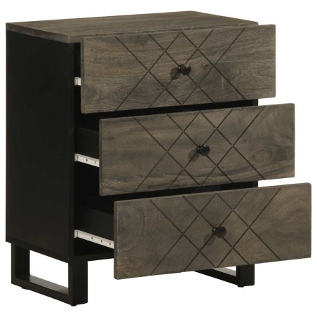 vidaXL Comodino Nero 50x33x62 cm in Legno Massello di Mango