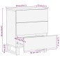 vidaXL Comodino Nero 50x33x62 cm in Legno Massello di Mango