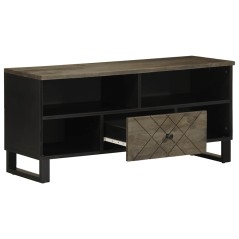 vidaXL Mobile Porta TV Nero 100x33x46 cm in Legno Massello di Mango