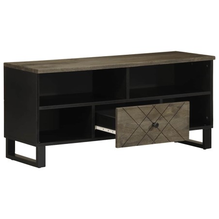 vidaXL Mobile Porta TV Nero 100x33x46 cm in Legno Massello di Mango