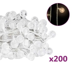 vidaXL Filo di Luci Sferiche 20m 200 LED Bianco Caldo 8 Funzioni