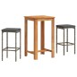 vidaXL Set Bar da Giardino 3 pz Grigio in Legno Acacia e Polyrattan vidaXL Set Bar da Giardino 3 pz Grigio in Legno Acacia e Polyrattan