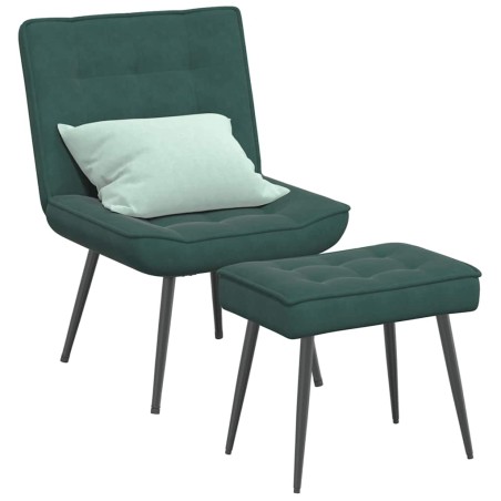 vidaXL Poltrona Relax con Poggiapiedi Verde Scuro in Velluto