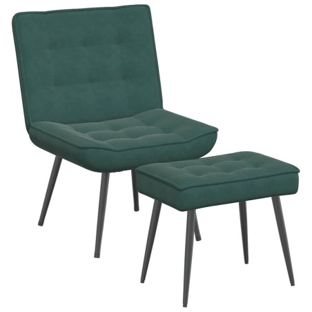 vidaXL Poltrona Relax con Poggiapiedi Verde Scuro in Velluto