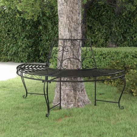 Panchina per Albero Semi Circolare Ø160 cm Nera in Acciaio