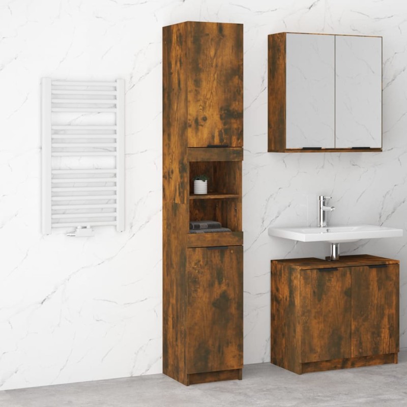 Armadietto Bagno Rovere Fumo 32x34x188,5cm in Legno Multistrato Armadietto Bagno Rovere Fumo 32x34x188,5cm in Legno Multistrato