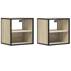 vidaXL Comodini a Muro 2 pz Rovere Sonoma 40x31x39,5 cm