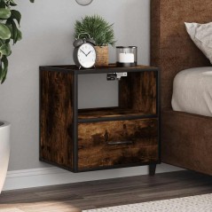 vidaXL Comodini a Muro 2 pz Rovere Fumo 40x31x39,5 cm