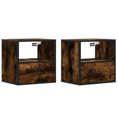 vidaXL Comodini a Muro 2 pz Rovere Fumo 40x31x39,5 cm