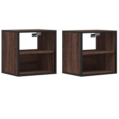 vidaXL Comodini a Muro 2 pz Rovere Marrone 40x31x39,5 cm