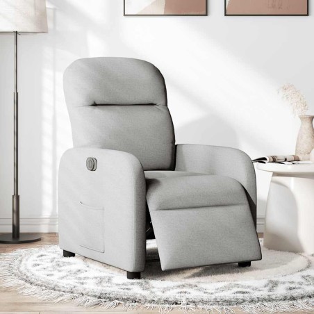 vidaXL Poltrona Elettrica Reclinabile Grigio Nuvola in Tessuto
