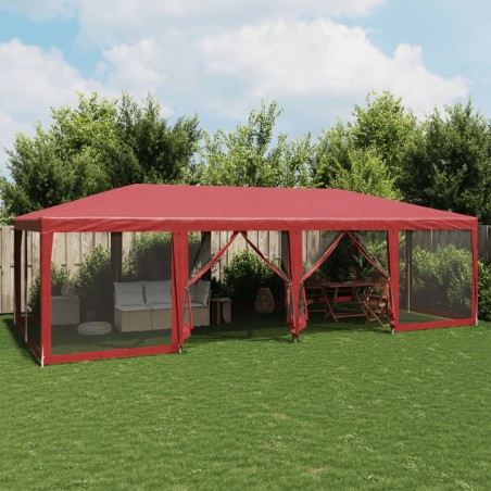 vidaXL Tenda per Feste con 12 Pareti Laterali in Rete Rossa 8x4 m HDPE