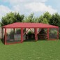 vidaXL Tenda per Feste con 12 Pareti Laterali in Rete Rossa 8x4 m HDPE