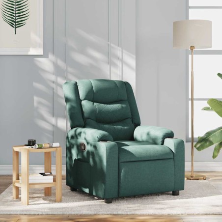 vidaXL Poltrona Reclinabile in Tessuto Verde Scuro