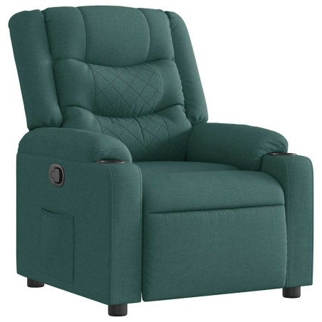 vidaXL Poltrona Reclinabile in Tessuto Verde Scuro