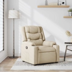 vidaXL Poltrona Reclinabile in Tessuto Crema