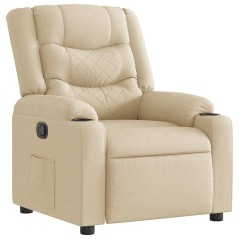 vidaXL Poltrona Reclinabile in Tessuto Crema