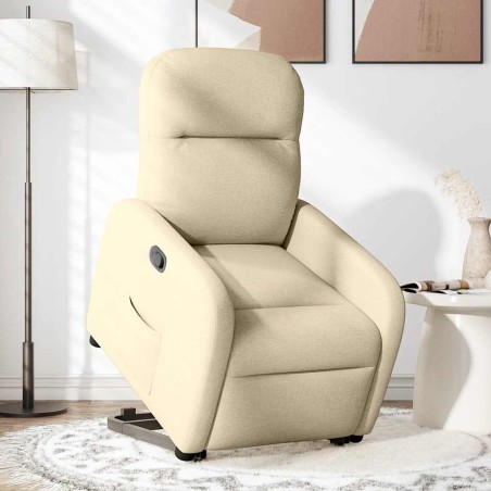 vidaXL Poltrona Alzapersona Reclinabile Crema in Tessuto