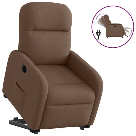 vidaXL Poltrona Alzapersona Reclinabile Elettrica Marrone Tessuto