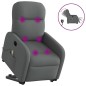 vidaXL Poltrona Alzapersona Massaggi Elettrica Grigio Scuro Tessuto