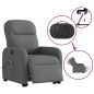 vidaXL Poltrona Alzapersona Massaggi Elettrica Grigio Scuro Tessuto