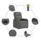vidaXL Poltrona Alzapersona Massaggi Elettrica Grigio Scuro Tessuto