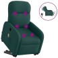 vidaXL Poltrona Alzapersona Massaggiante Elettrica Verde Scuro Tessuto