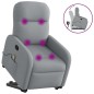 vidaXL Poltrona Alzapersona Massaggi Reclinabile Grigio Chiaro Tessuto