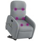 vidaXL Poltrona Alzapersona Massaggi Reclinabile Grigio Chiaro Tessuto