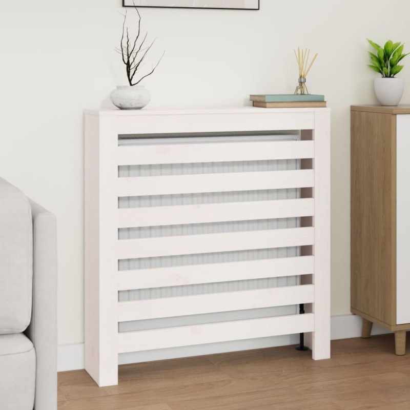 Copertura Termosifone Bianca 79,5x19x84 cm Legno Massello Pino Copertura Termosifone Bianca 79,5x19x84 cm Legno Massello Pino