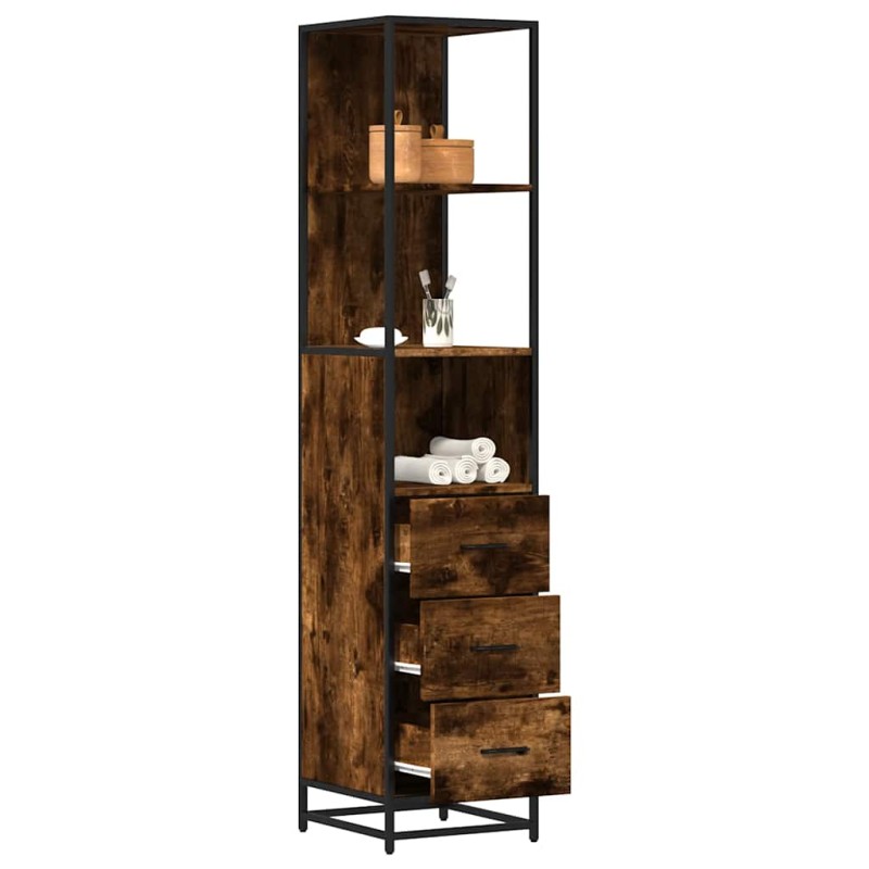 vidaXL Armadietto Bagno Rovere Fumo 35x37,5x166cm in Legno Multistrato